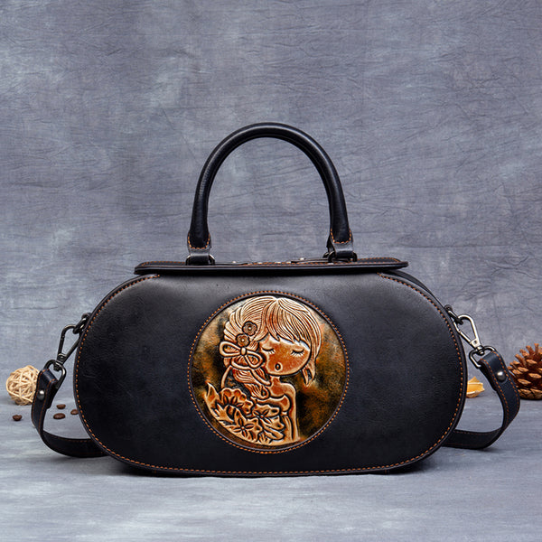 Vintage Women's Genuine Leather Handbags Cross Shoulder Bag For Women Badass