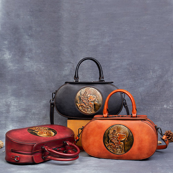 Vintage Women's Genuine Leather Handbags Cross Shoulder Bag For Women Chic
