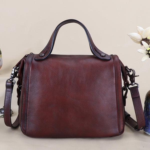 Vintage Women's Genuine Leather Handbags Over The Shoulder Purse For Women Beautiful