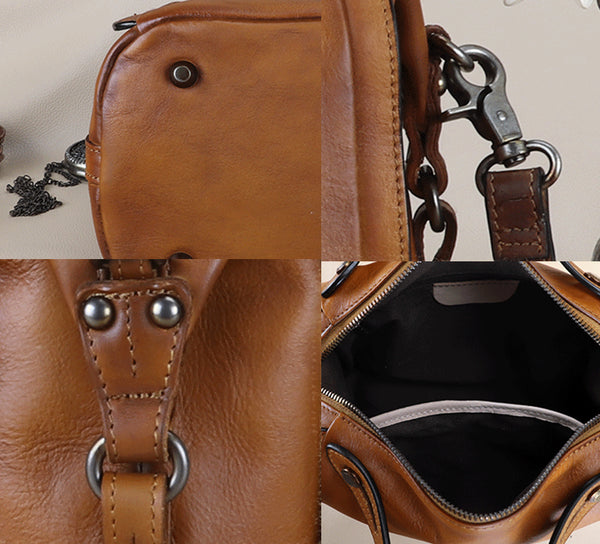 Vintage Women's Genuine Leather Handbags Over The Shoulder Purse For Women Quality