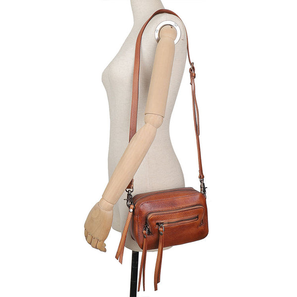 Vintage Women's Leather Crossbody Sling Bag Purse for Ladies Cute