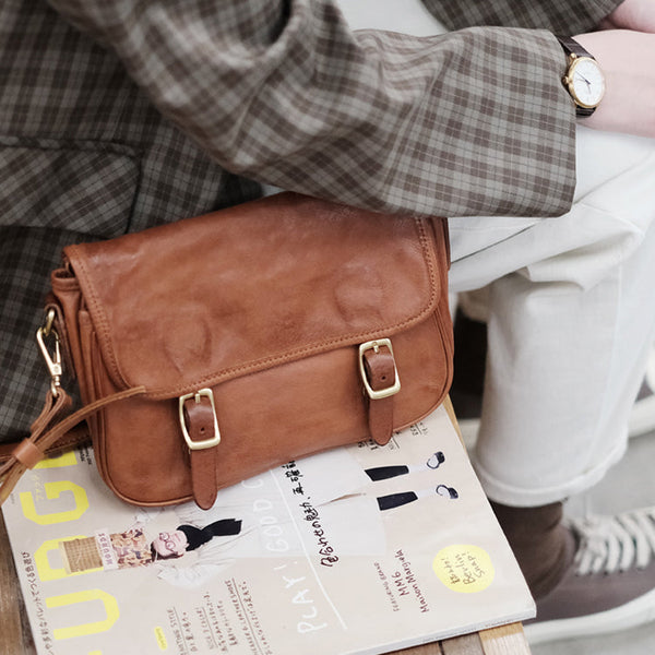 Vintage Women's Leather Satchel Bag Cross Shoulder Bag For Women Badass