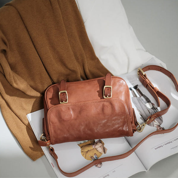 Vintage Women's Leather Satchel Bag Cross Shoulder Bag For Women Chic