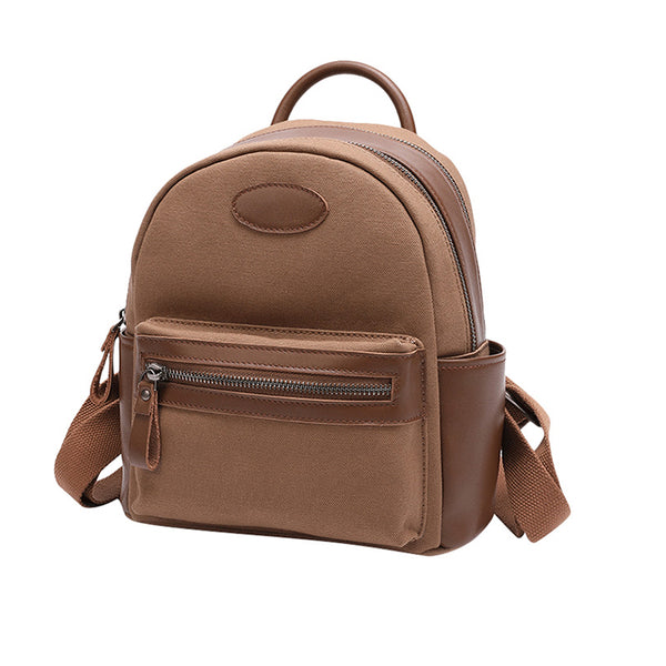 Vintage Women's Small Canvas and Leather Backpack Rucksack Purse for Women Accessories