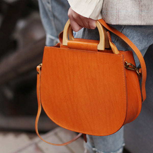Vintage Women's Small Real Leather Crossbody Handbags Over the Shoulder Purse for Women Funky