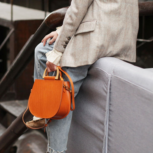 Vintage Women's Small Real Leather Crossbody Handbags Over the Shoulder Purse for Women Genuine Leather