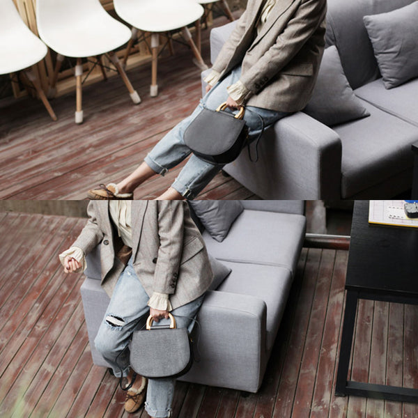 Vintage Women's Small Real Leather Crossbody Handbags Over the Shoulder Purse for Women Inside
