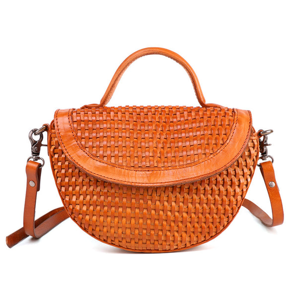 Vintage Womens Boho Leather Braided Satchel Bags Small Handbags Purse For Women Fashion
