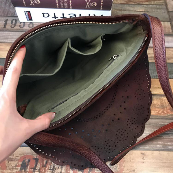 Vintage Womens Boho Leather Cross Body Bags Purses Side Bag for Womens Cool