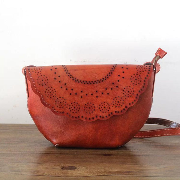 Vintage Womens Boho Leather Cross Body Bags Purses Side Bag for Womens Cowhide