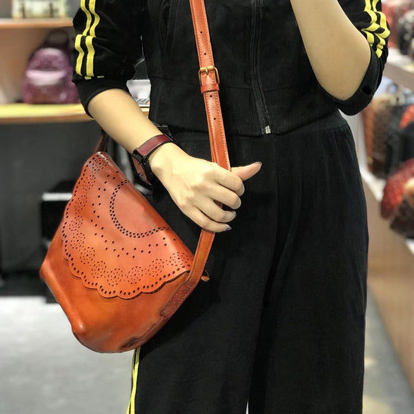Vintage Womens Boho Leather Cross Body Bags Purses Side Bag for Womens Genuine Leather