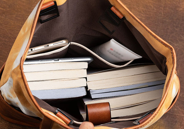 Vintage Womens Canvas And Leather Shoulder Tote Bag Crossbody Purse For Women Vintage