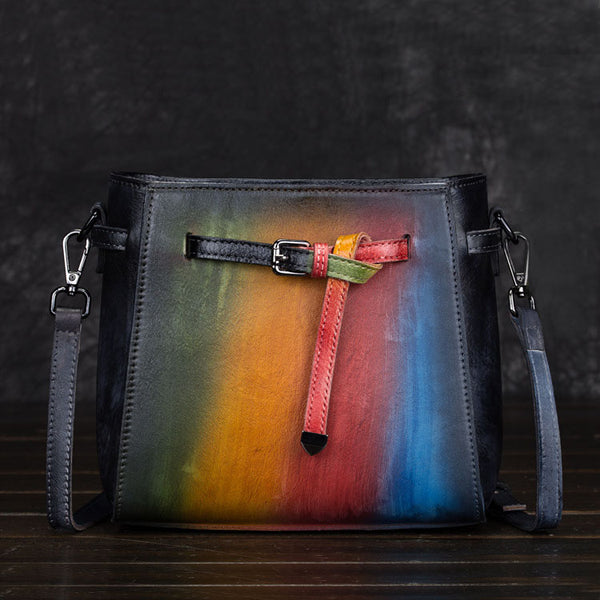 Vintage Womens Brush Off Cowhide Leather Crossbody Bag purse Sling Bag For Women Accessories