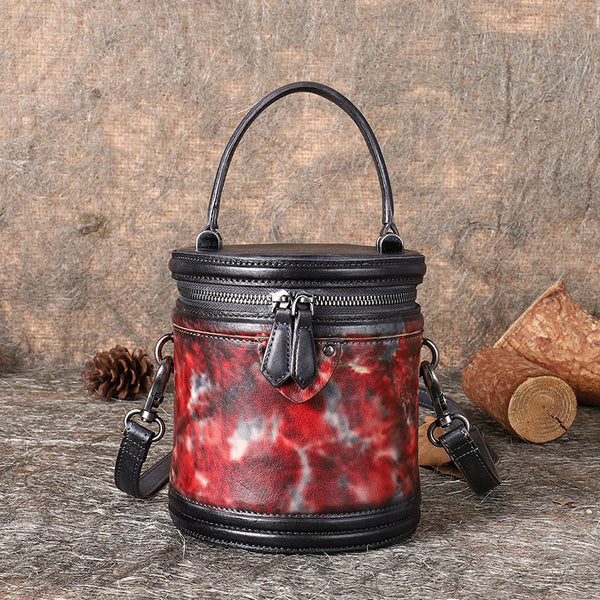 Vintage Womens Genuine Leather Crossbody Bucket Bag Handbags for Women Gift