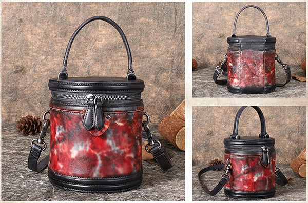 Vintage Womens Genuine Leather Crossbody Bucket Bag Handbags for Women Affordable