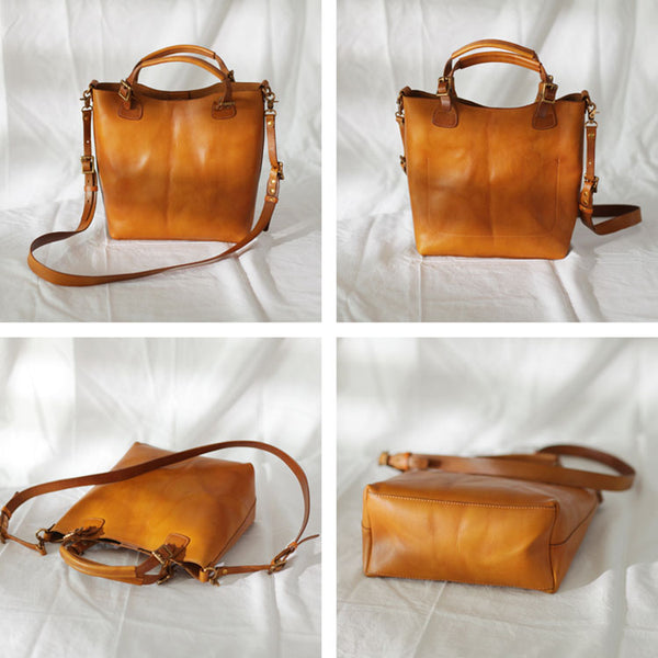 Vintage Womens Genuine Leather Crossbody Tote Bag Cross Shoulder Bag Cowhide