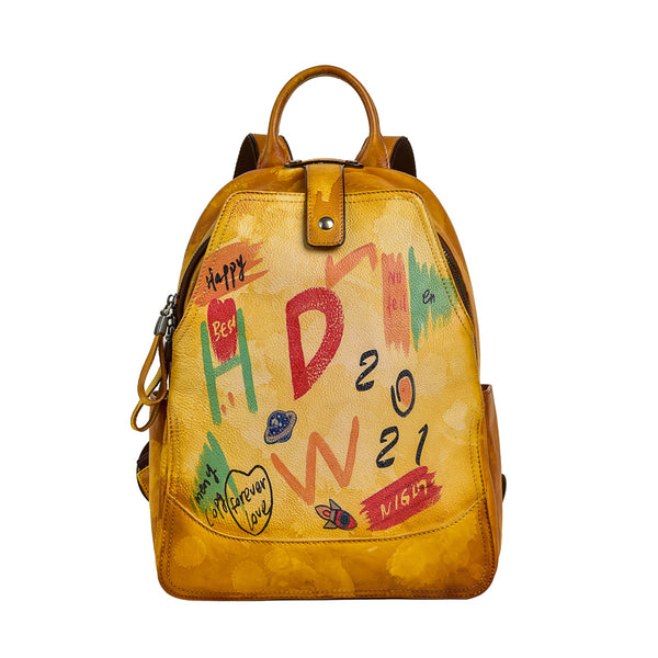 Vintage Womens Leather Backpack Purse Small Leather Rucksack Bag For Women Brown