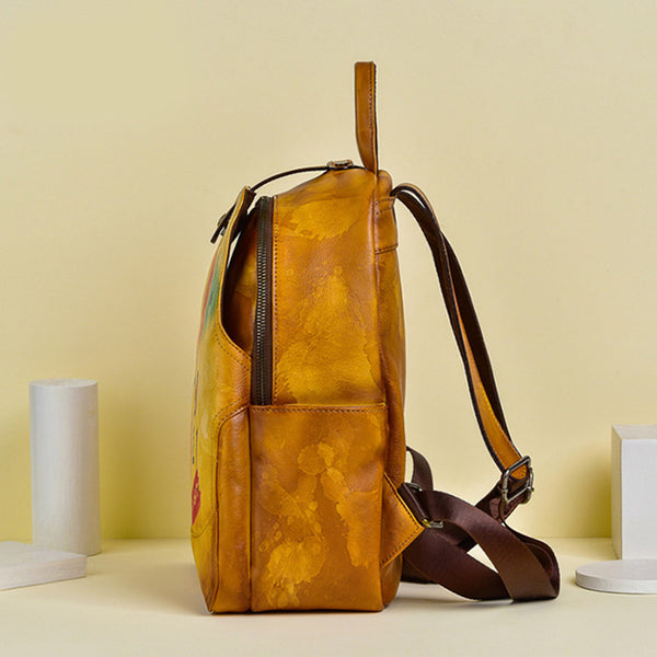 Vintage Womens Leather Backpack Purse Small Leather Rucksack Bag For Women