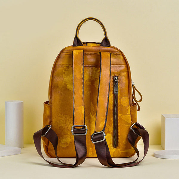 Vintage Womens Leather Backpack Purse Small Leather Rucksack Bag For Women Cowhide