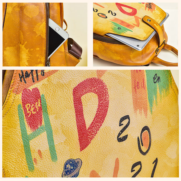 Vintage Womens Leather Backpack Purse Small Leather Rucksack Bag For Women Genuine Leather