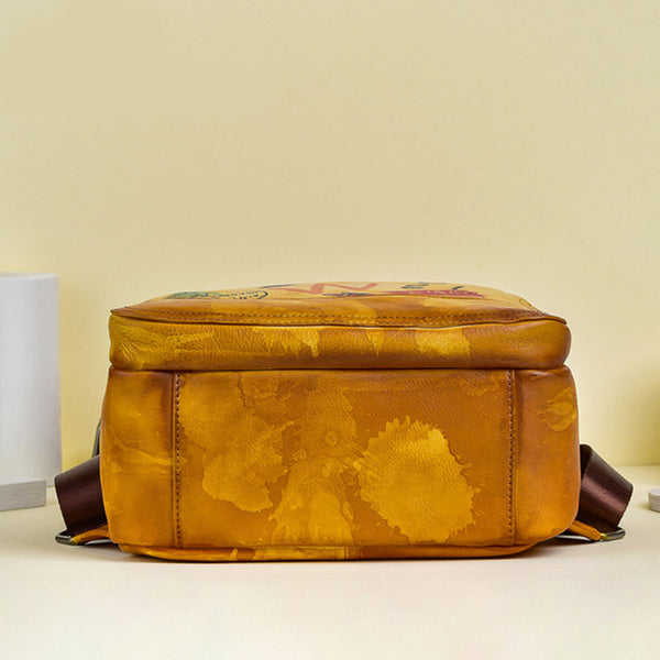 Vintage Womens Leather Backpack Purse Small Leather Rucksack Bag For Women Handmade