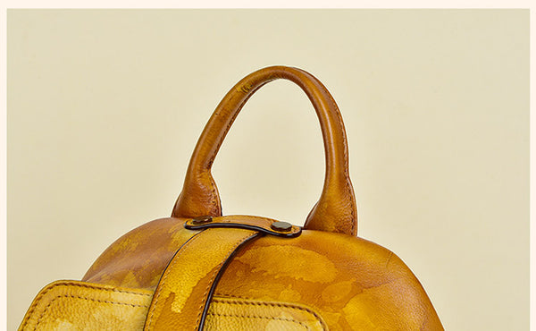 Vintage Womens Leather Backpack Purse Small Leather Rucksack Bag For Women Latest