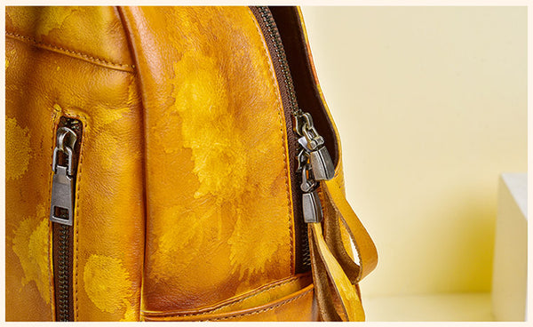 Vintage Womens Leather Backpack Purse Small Leather Rucksack Bag For Women Nice