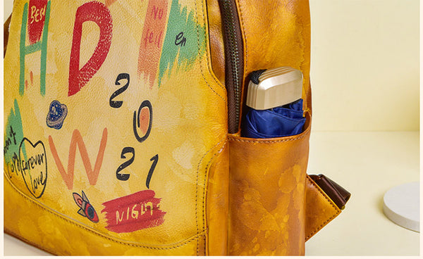 Vintage Womens Leather Backpack Purse Small Leather Rucksack Bag For Women Unique