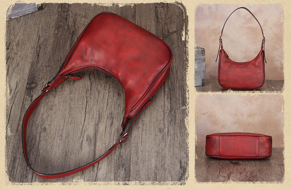 Small Womens Genuine Leather Handbags Over the Shoulder Purse for Women