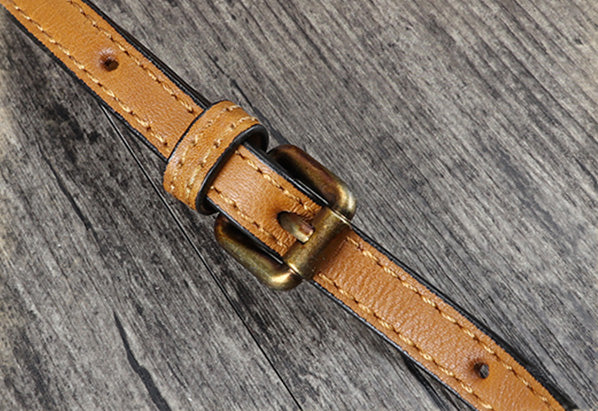 Vintage Womens Leather Crossbody Bucket Bag With Daisy Pattern Side Bags For Women Genuine-Leather