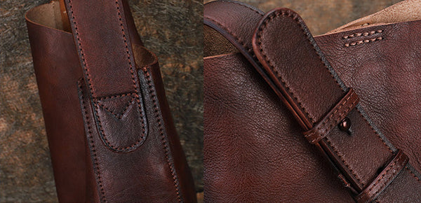 Vintage Womens Leather Tote Handbags Black Leather Shoulder Bag Durable