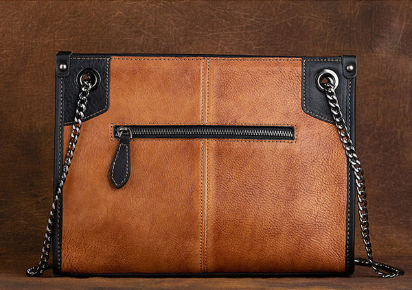 Vintage Womens Leather Tote Handbags Cross Shoulder Bag Back