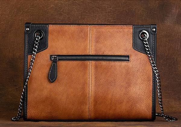 Vintage Womens Leather Tote Handbags Cross Shoulder Bag Back