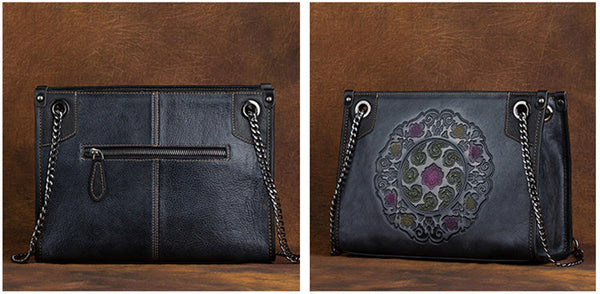 Vintage Womens Leather Tote Handbags Cross Shoulder Bag Black