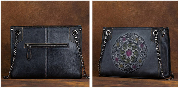 Vintage Womens Leather Tote Handbags Cross Shoulder Bag Black