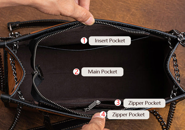 Vintage Womens Leather Tote Handbags Cross Shoulder Bag Inside