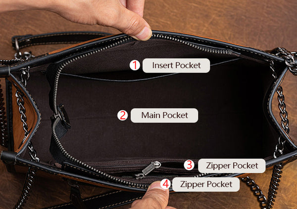 Vintage Womens Leather Tote Handbags Cross Shoulder Bag Inside