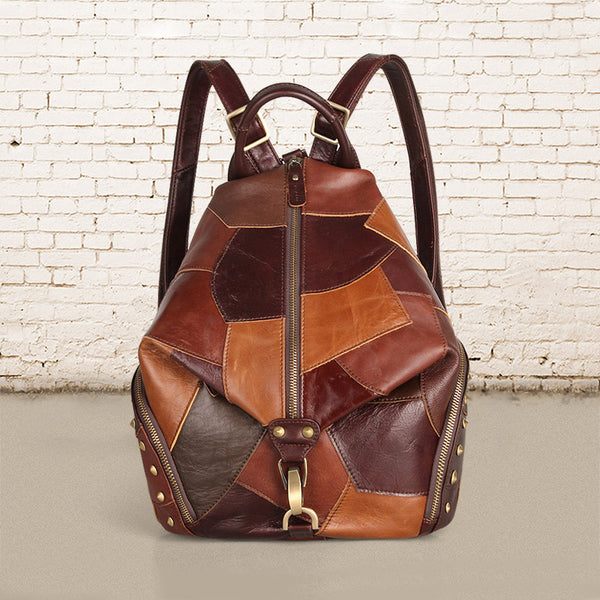 Vintage Womens Leather Western Backpack Purse Ladies Rucksack Bag For Women