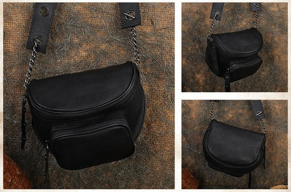 Vintage-Womens-Small-Saddle-Bag-Cross-Shoulder-Bag-For-Women-Black
