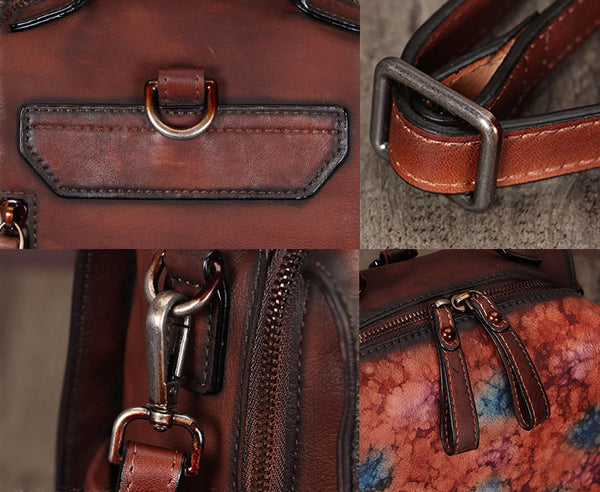 Vintage Womens Small Square Leather Backpack Purse Sling Bags for Women Details