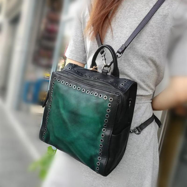 Small Womens Square Leather Crossbody Handbags Backpack Purse Shoulder Bags for Wome