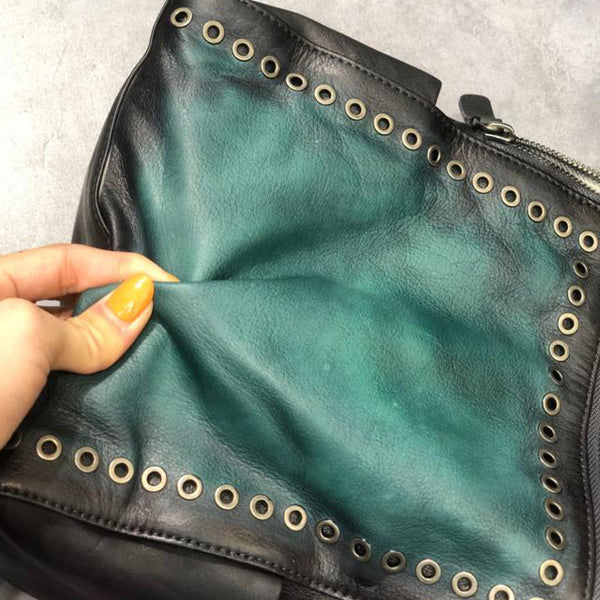 Vintage Womens Square Leather Backpack Purse with Rivets Funcky Backpacks for   Women Original