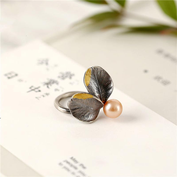 Vintage  Pink Pearl Ring Silver June Birthstone unique jewelry