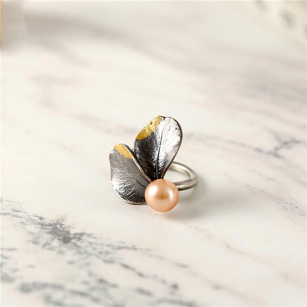 Vintage Pink Pearl Ring Silver June Birthstone