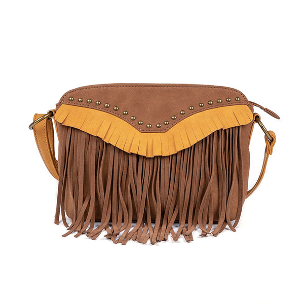 Western Boho Vegan Leather Fringe Crossbody Bag Purse Suede Tassel Bag for Women Affordable