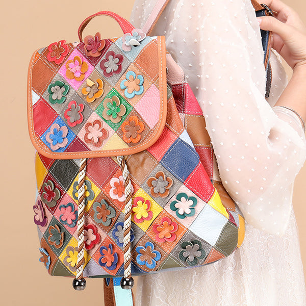 Western Ladies Woven Leather Backpack Purse Rucksack For Women Best