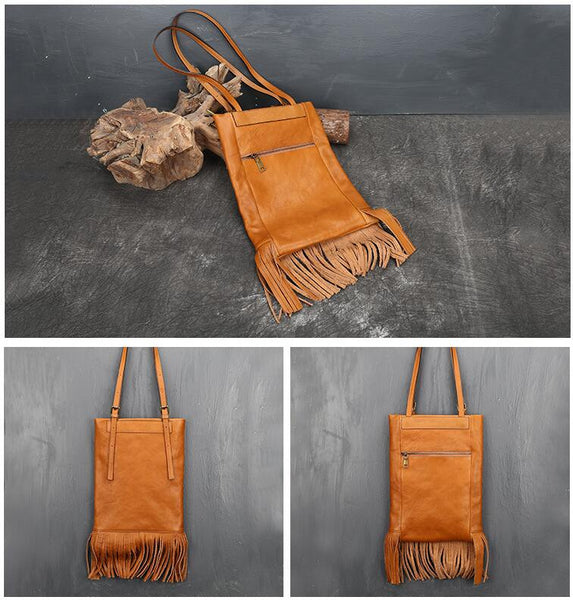 Western Womens Leather Hobo Tote Bag Handbags Shoulder Purse With Fringe