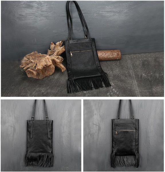 Western Womens Leather Hobo Tote Bag Handbags Shoulder Purse With Fringe