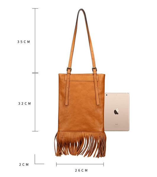 Western Womens Leather Hobo Tote Bag Handbags Shoulder Purse With Fringe