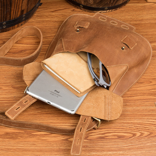 Western Women's Brown Leather Crossbody Satchel Bag Purse Side Bag For Womens Accessories
